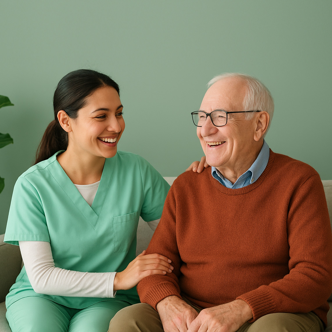 Homecare nurse smiling